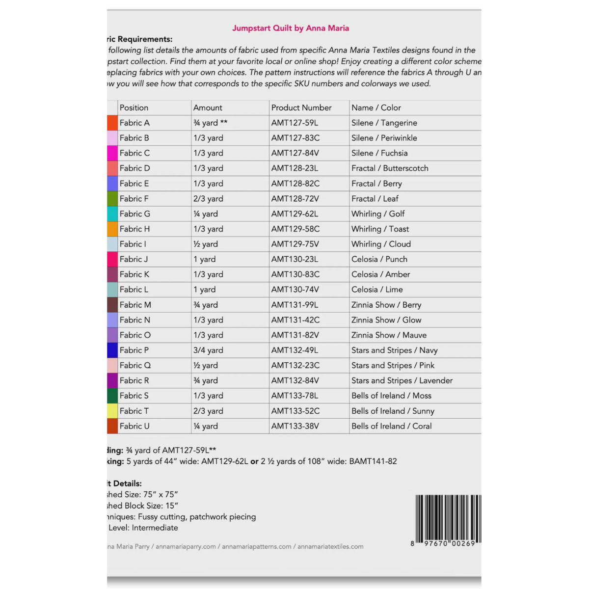 Jumpstart Quilt Pattern and Template