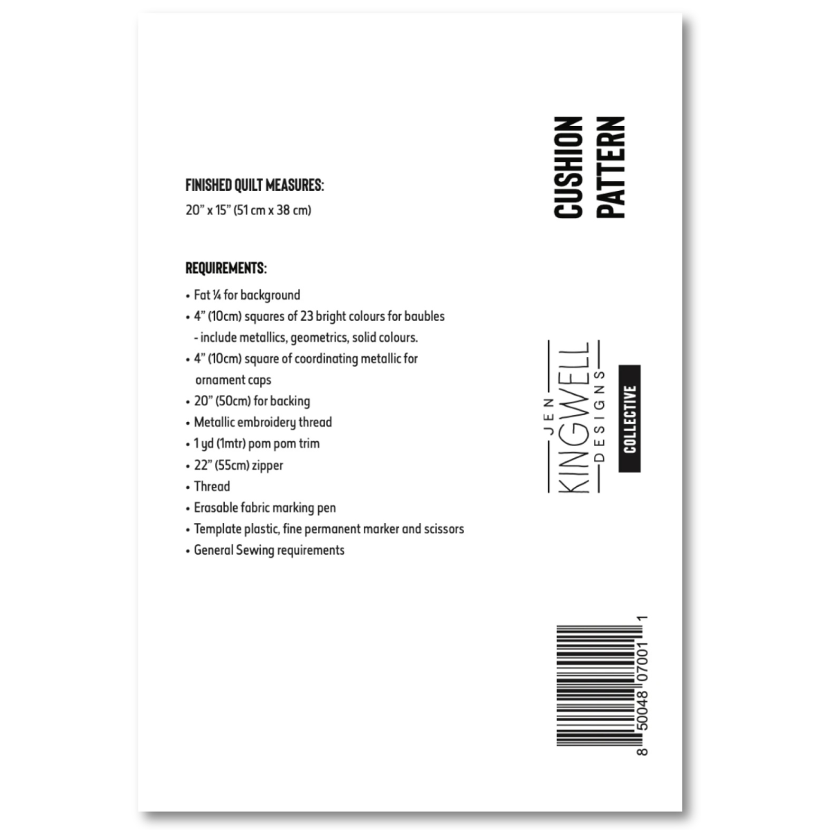 Jen Kingswell Designs - Shiny Bright Christmas Cushion Pattern
