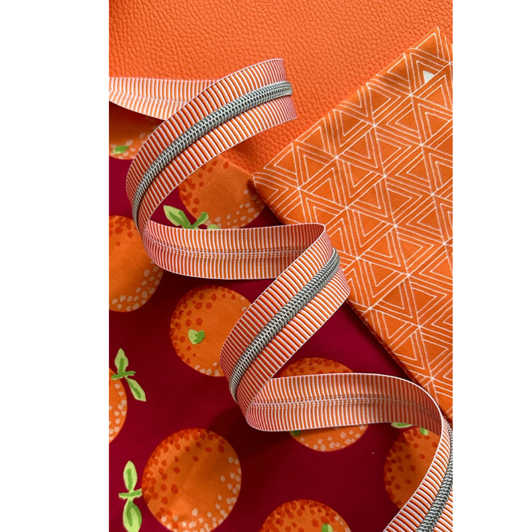 Zipper Tape - 3yds - Orange Stripe