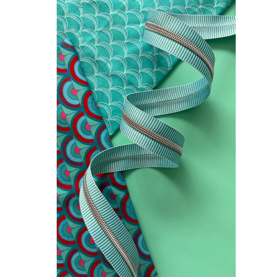 Zipper Tape - 3yds - Teal Stripe 