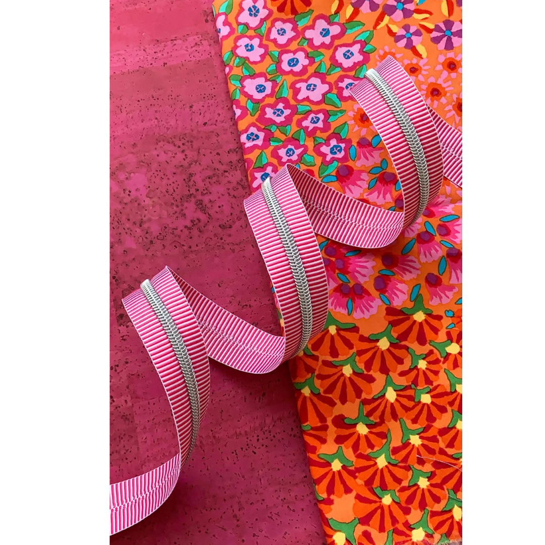 Zipper Tape - 3yds - Pink Stripe 