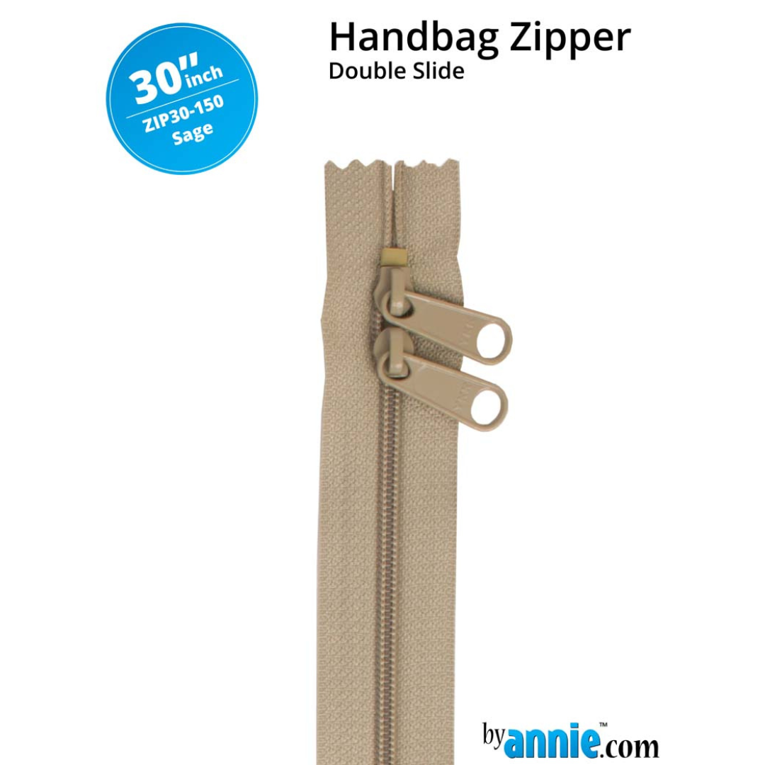 Handbag Zipper - 30" Double Slide - Sage