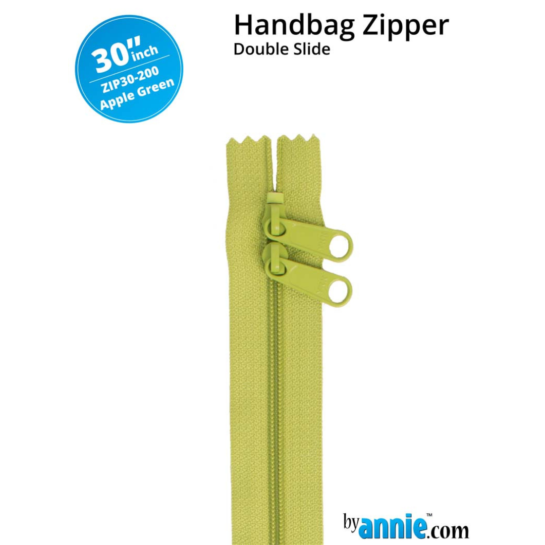 Handbag Zipper - 30" Double Slide - Apple Green