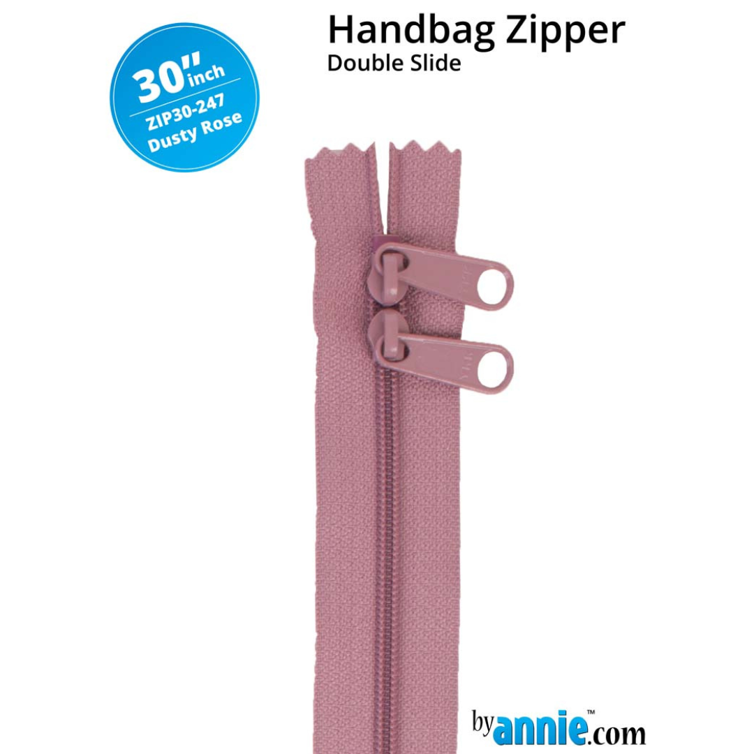 Handbag Zipper - 30" Double Slide - Dusty Rose