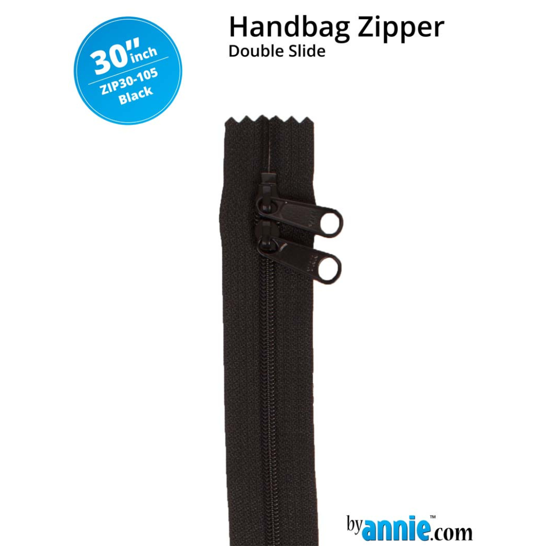 Handbag Zipper - 30" Double Slide - Black