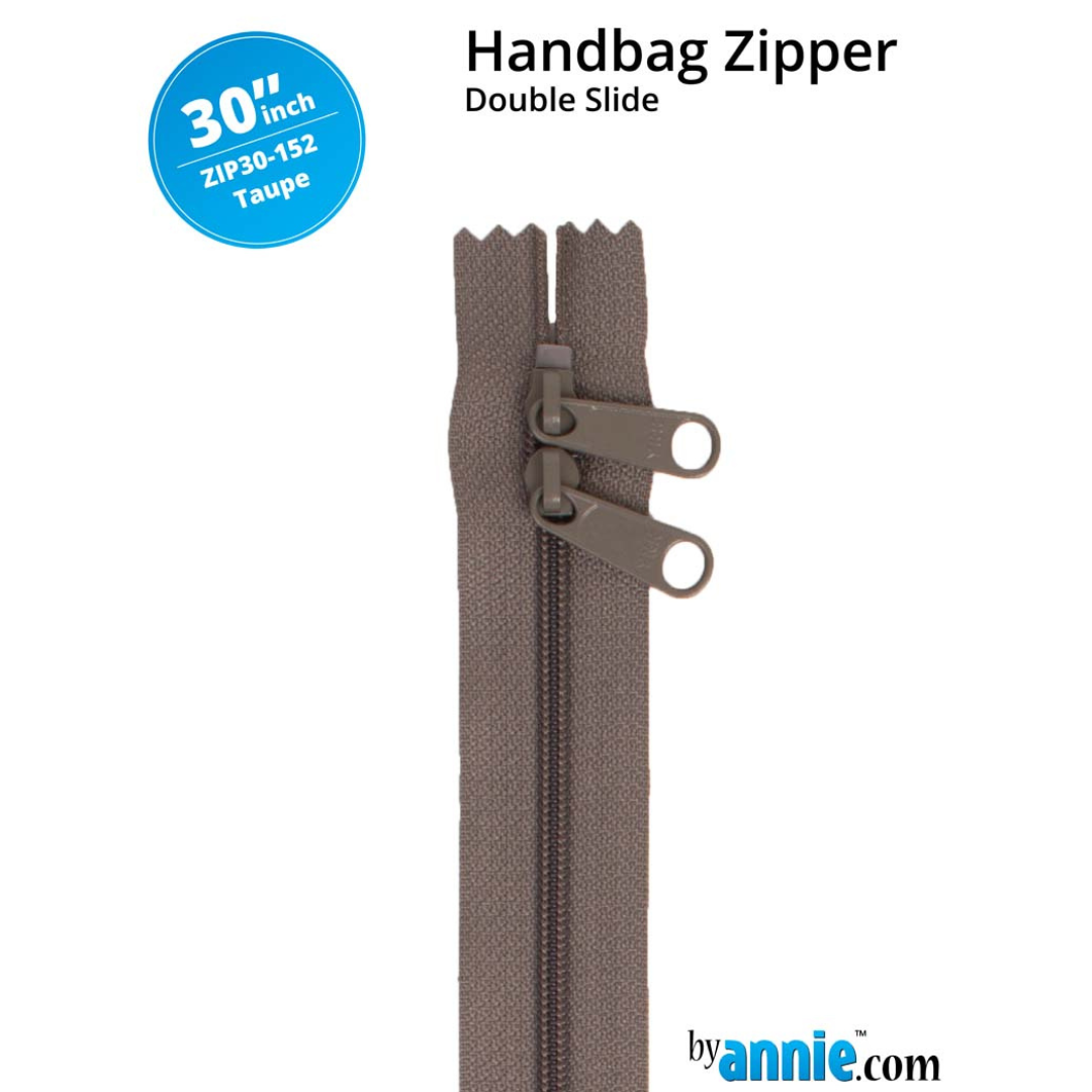 Handbag Zipper - 30" Double Slide - Taupe