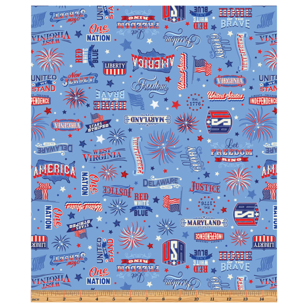 Patriotic Words - Medium Blue