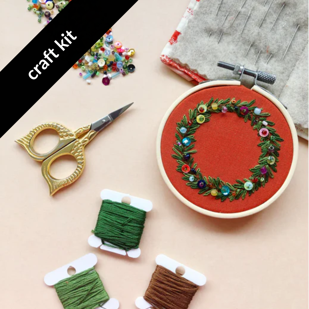 Craft Kit: Embroidery - Holiday Wreath Ornament