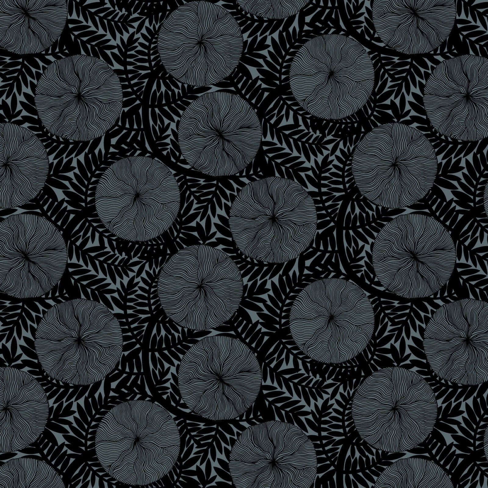 Rhythm & Leaves Rayon - Large Floral - Black 