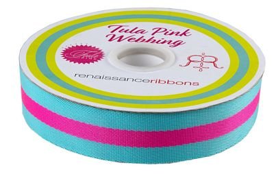 Aqua and Hot Pink 1-1/2"-Tula Pink Webbing 16 yd 