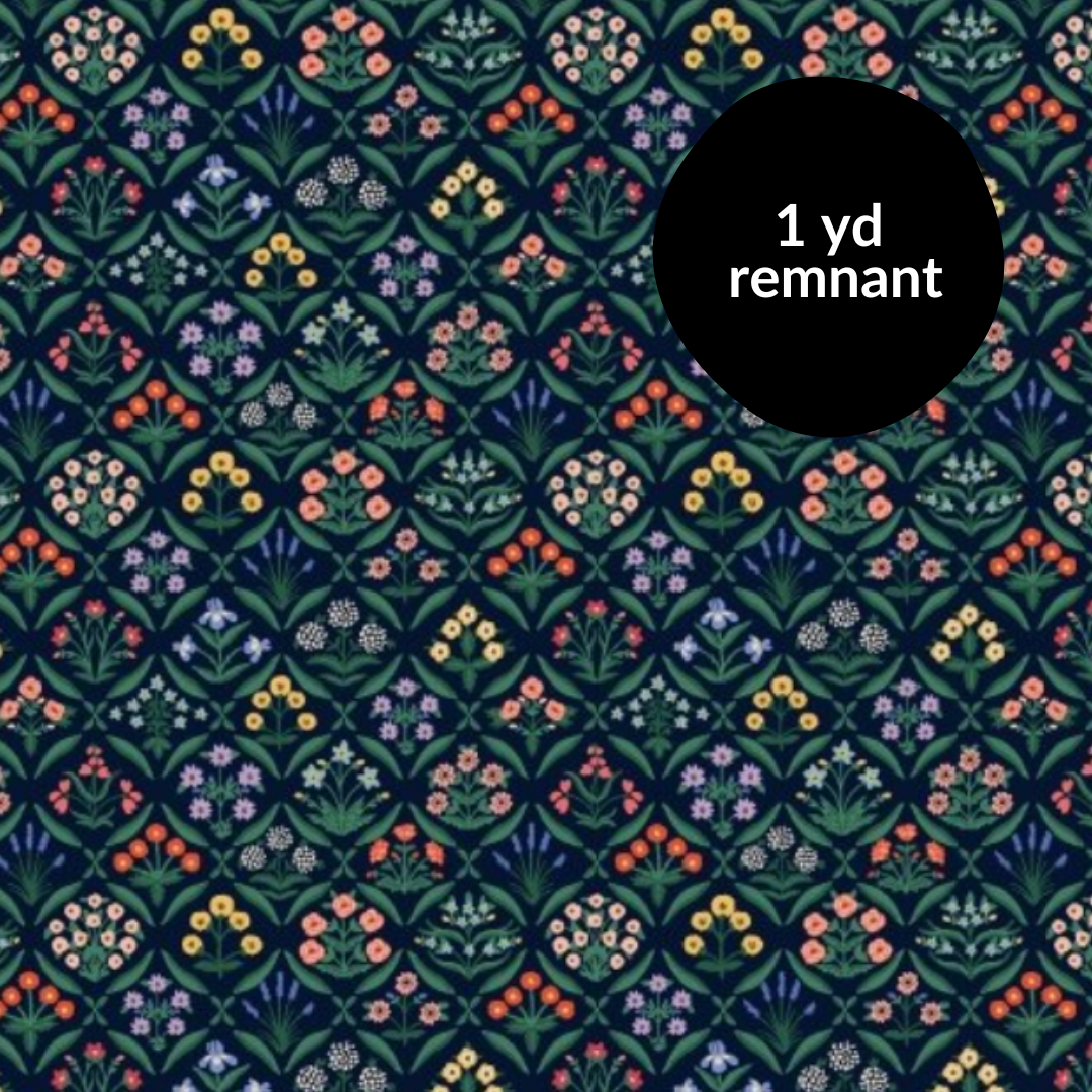 Remnant - 1yd Vintage Garden - Estee - Navy