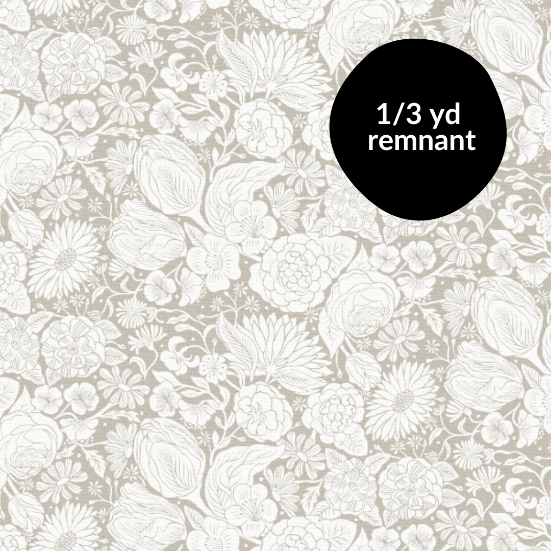 Remnant - 1/3yd Folktale - Floral - White