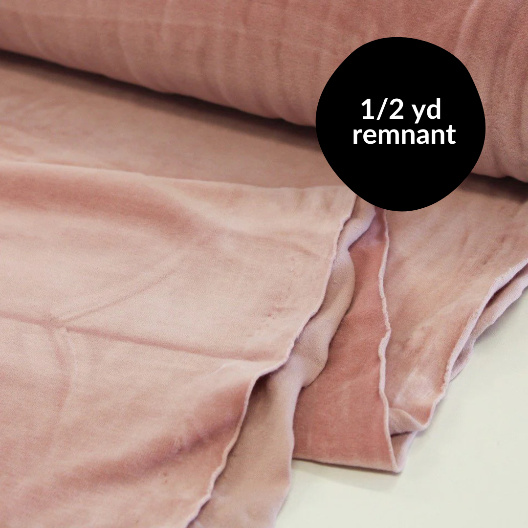 Remnant - 1/2yd Velour Knit - Soft Rose