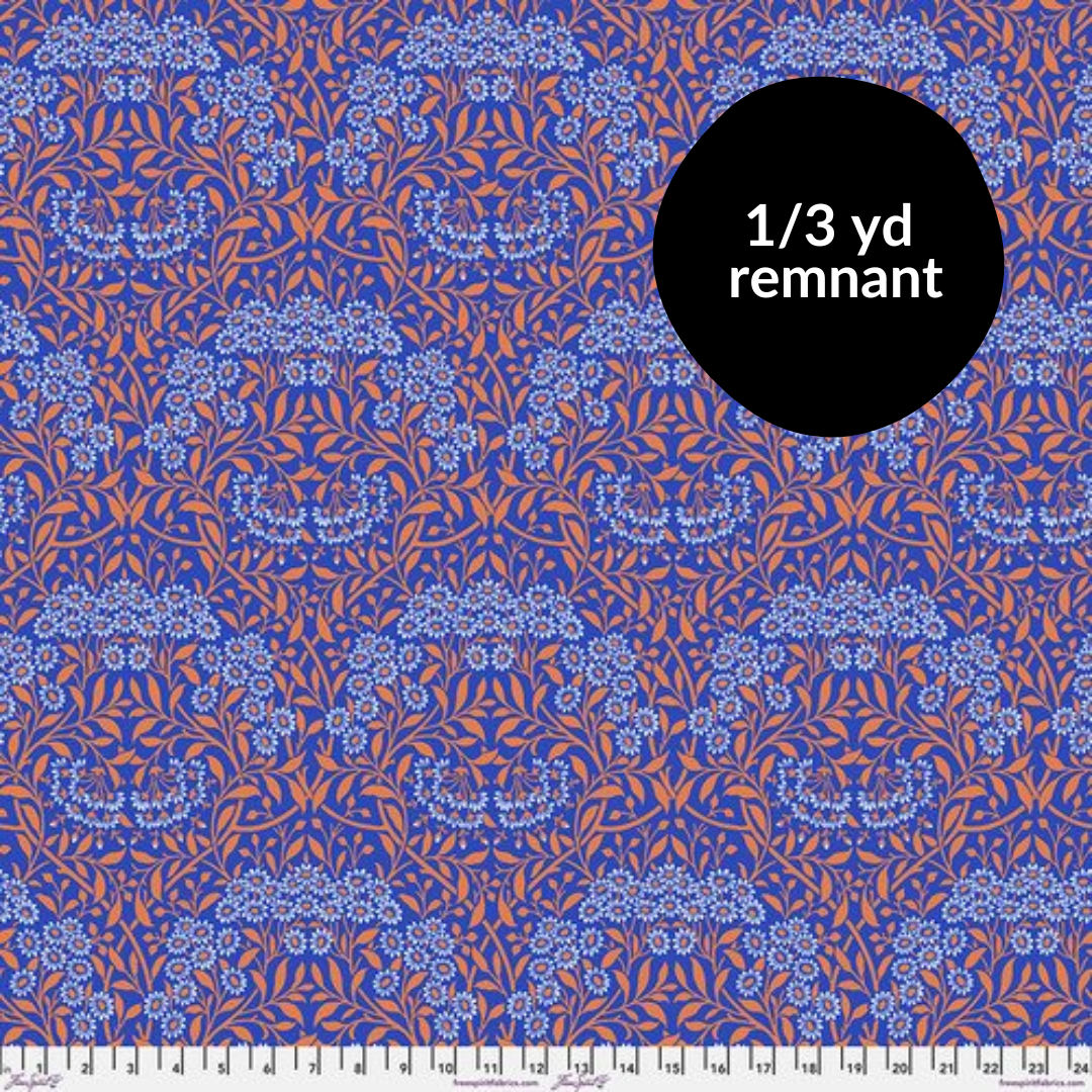 Remnant - 1/3 yard - Kaffe x Morris & Co - Michaelmas Daisy - Cobalt