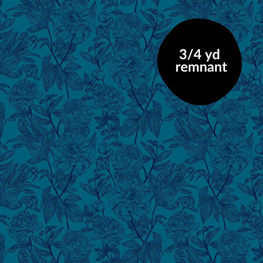 Remnant - 3/4 yard - Indelible - Peony - Ocean