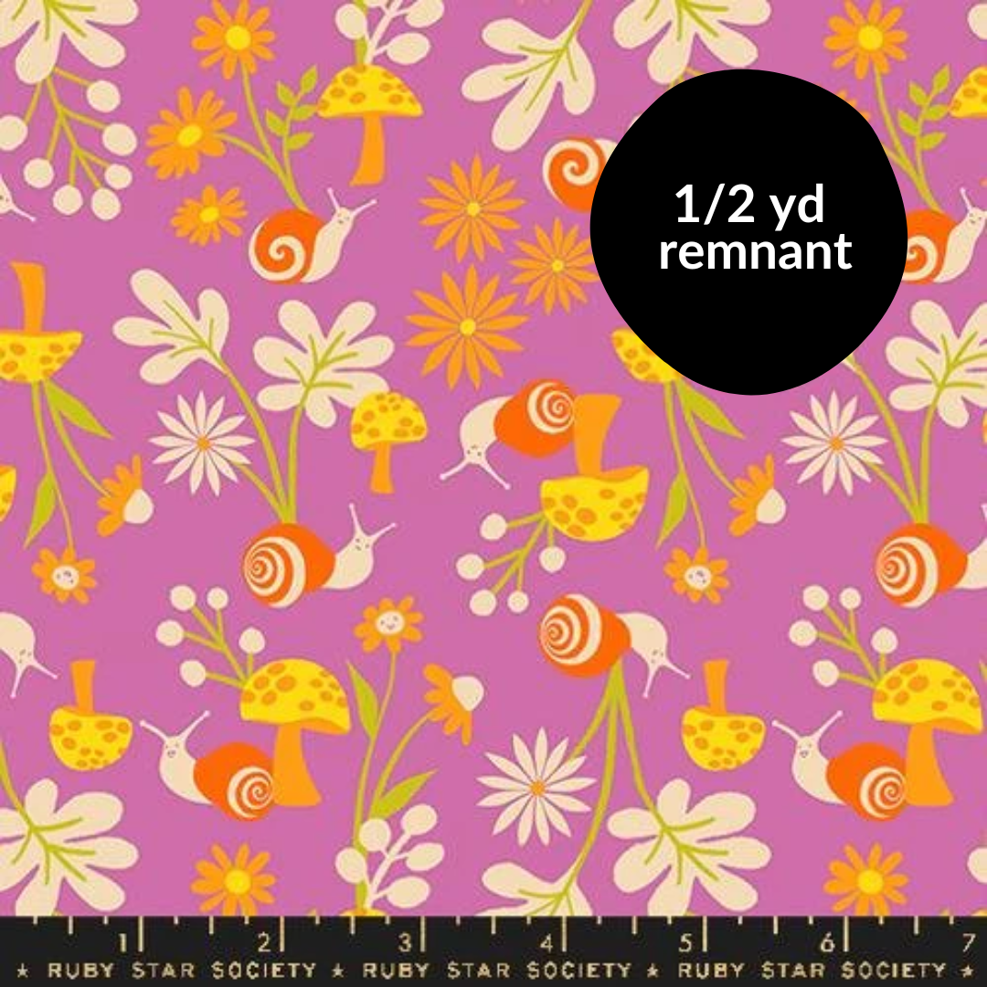 Remnant - 1/2 yard - Animal Animal - Snail Garden - Heliotrope