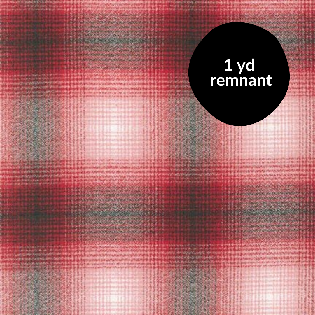 Remnant - 1yd Mammoth Flannel - Red/Grey 