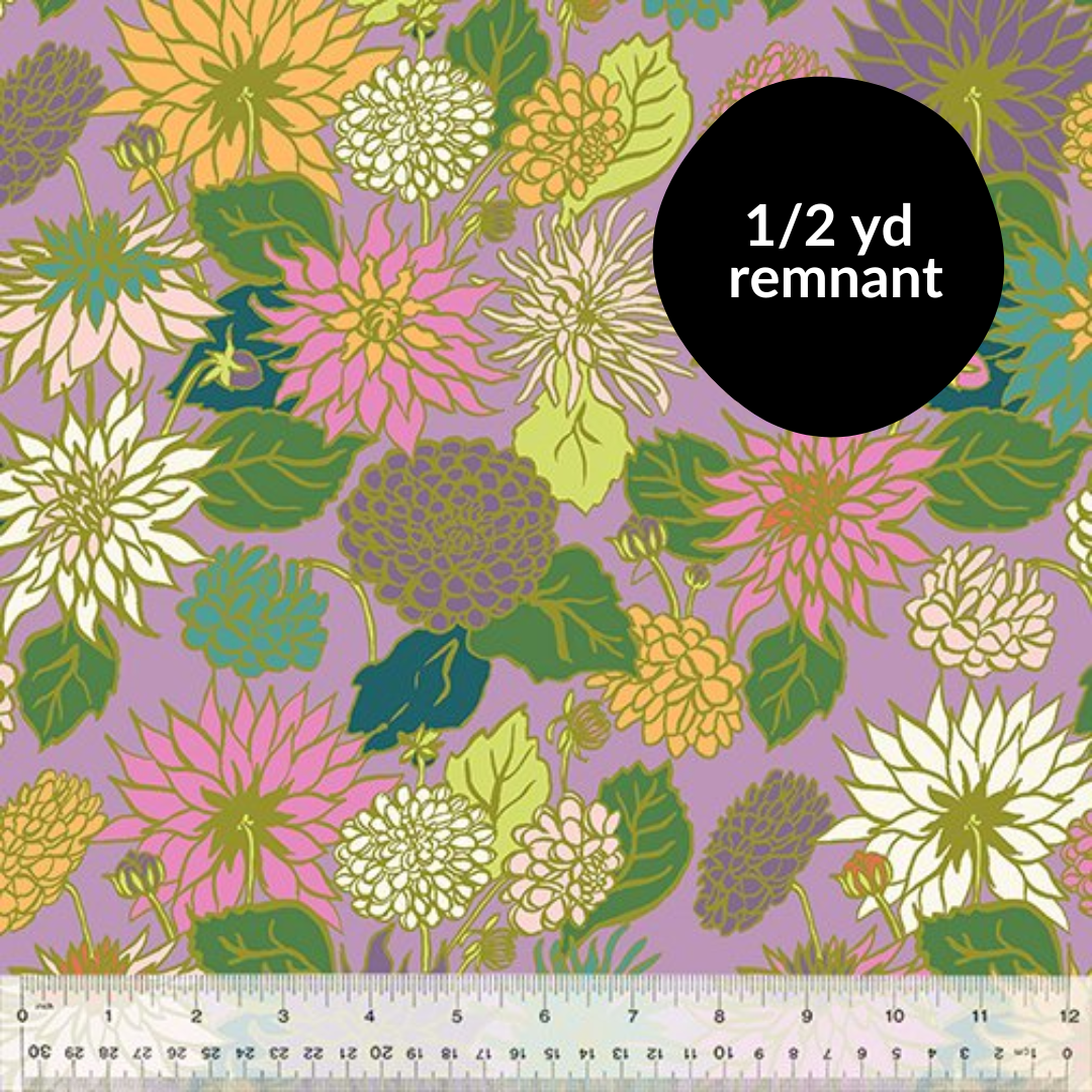 Remnant - 1/2yd In the Garden - Dahlia Love - Lilac