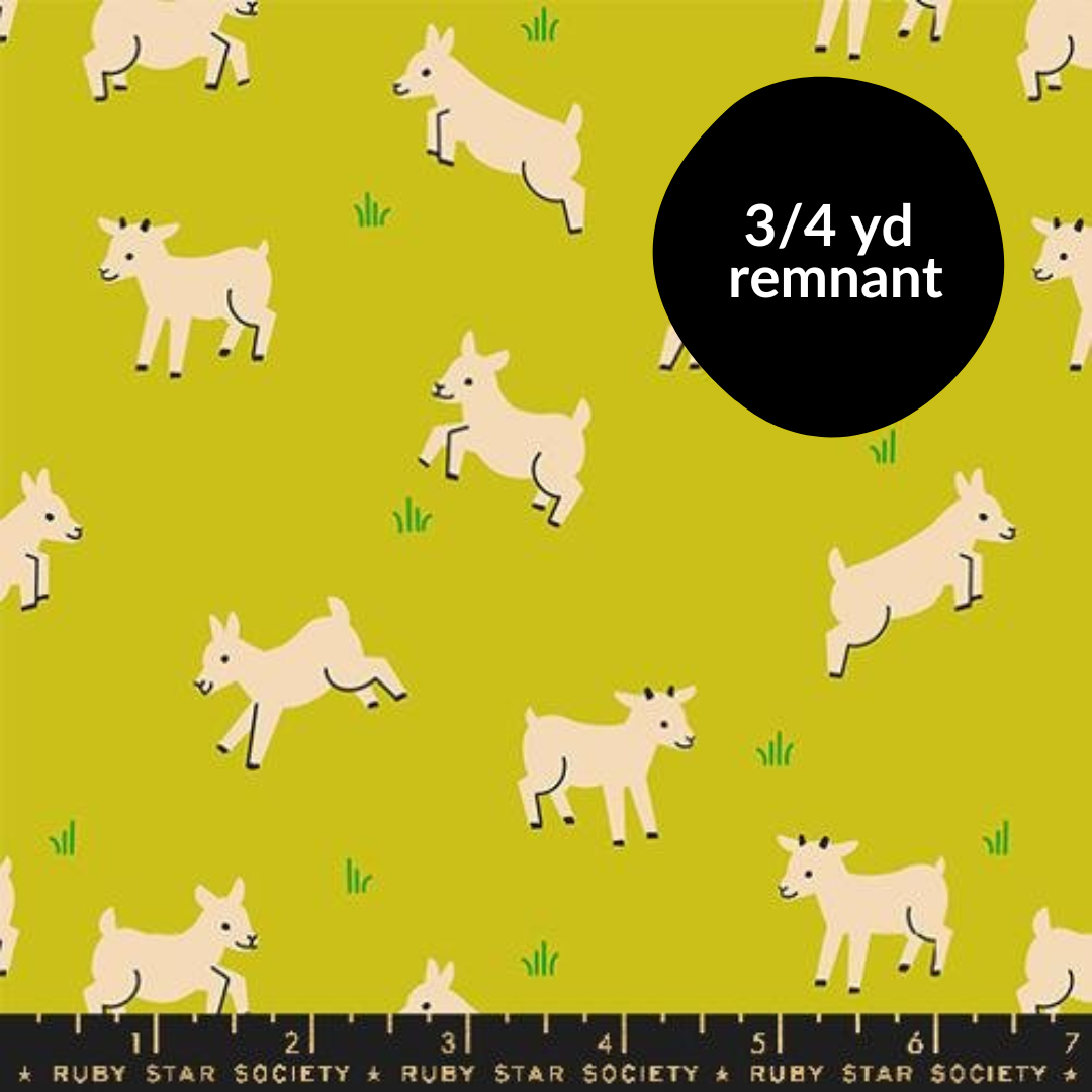 Remnant - 3/4yd Animal Animal - Baby Goats - Pistachio