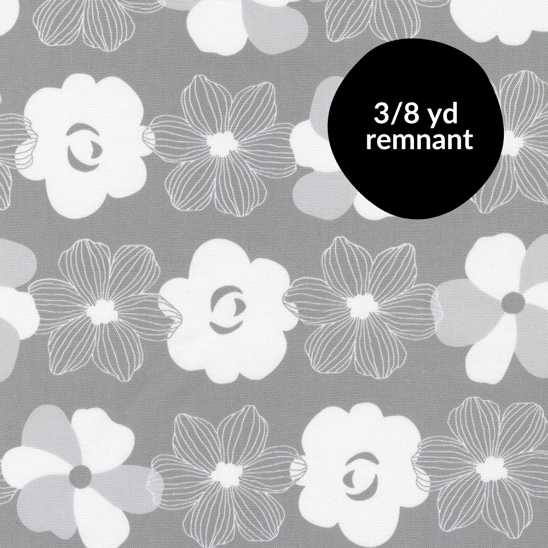 Remnant - 3/8yd Sevenberry Canvas - Floral - Grey