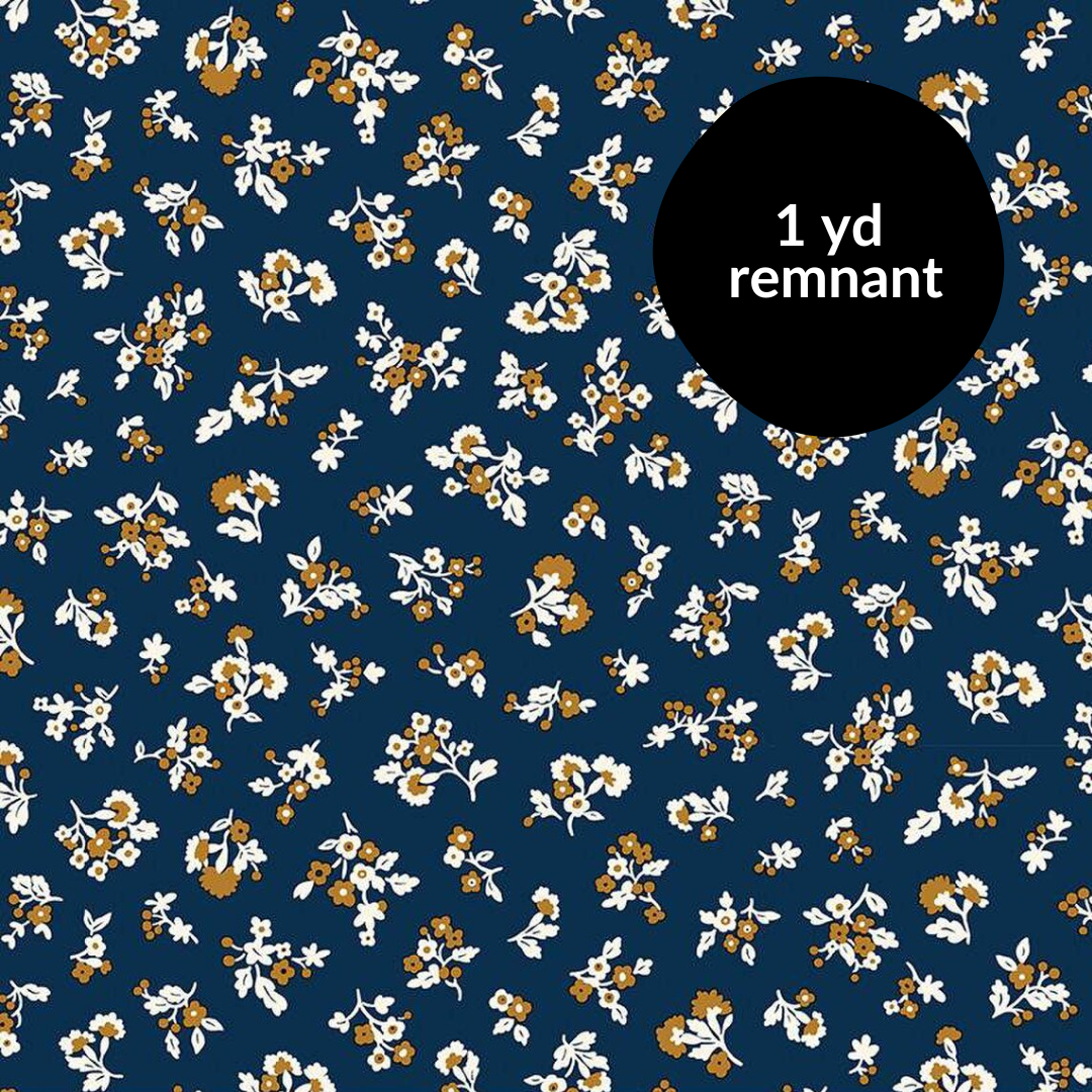 Remnant - 1yd Denim Florals - Tumbling Blooms A