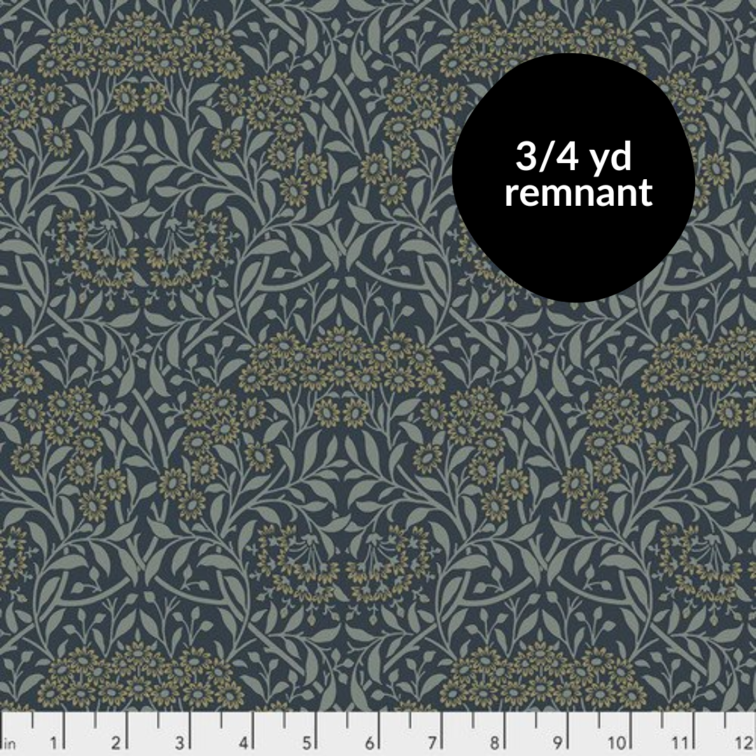 Remnant - 3/4yd Original Morris & Co - Michaelmas Daisy - Ink 