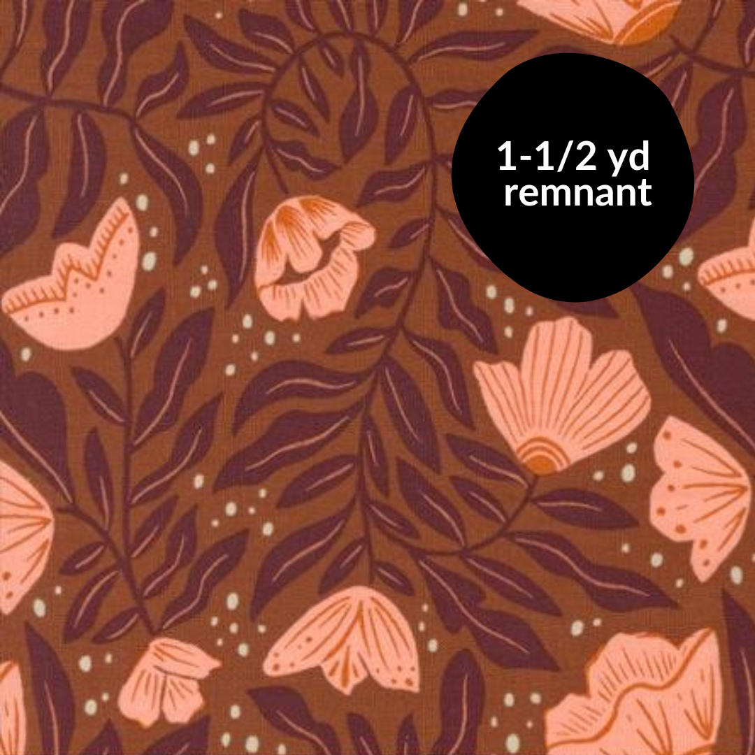 Remnant - 1-1/2yd Folk Lore - Dancing Flowers - Rust