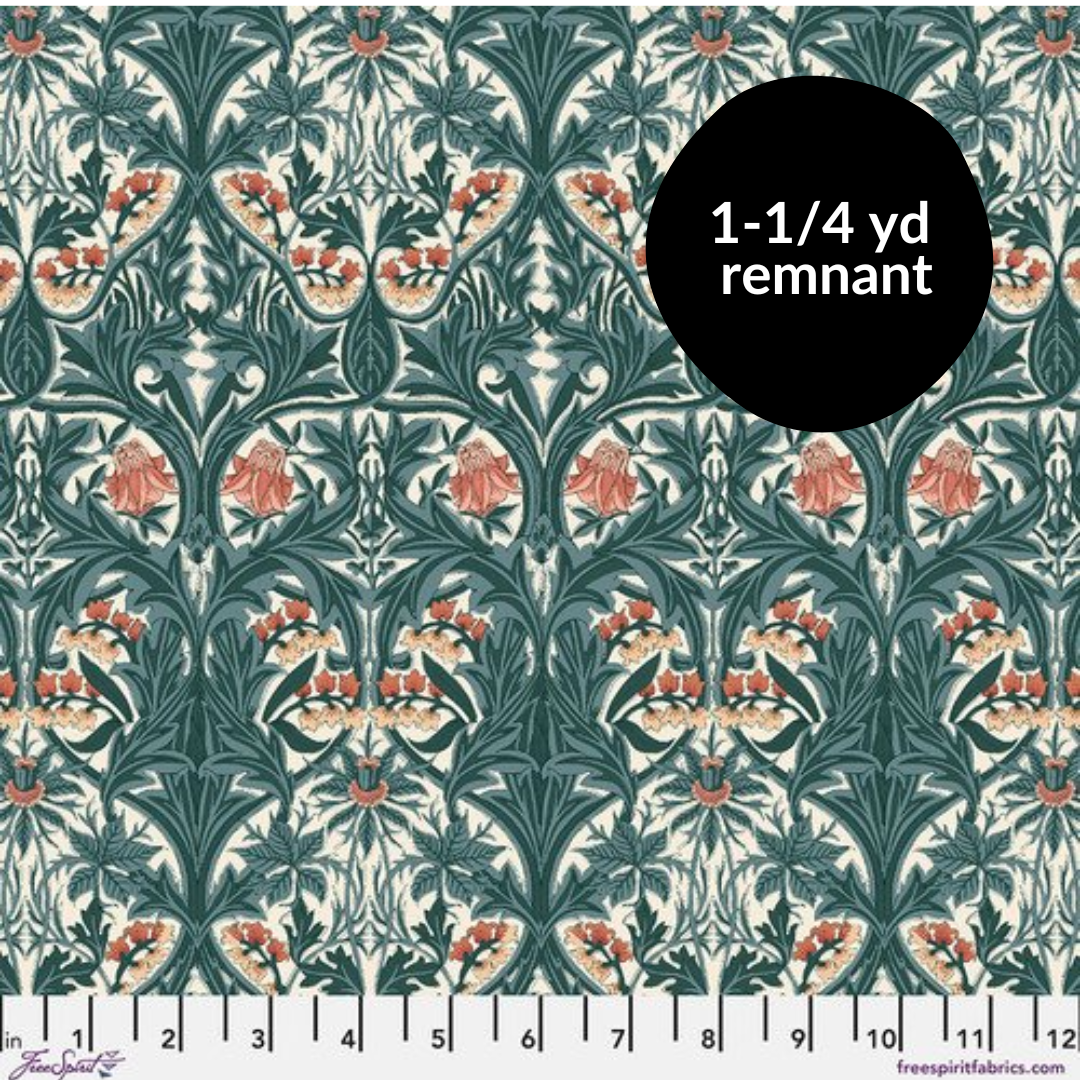 Remnant - 1-1/4yd Emery Walker's House - Large Bluebell - Webbs Blue