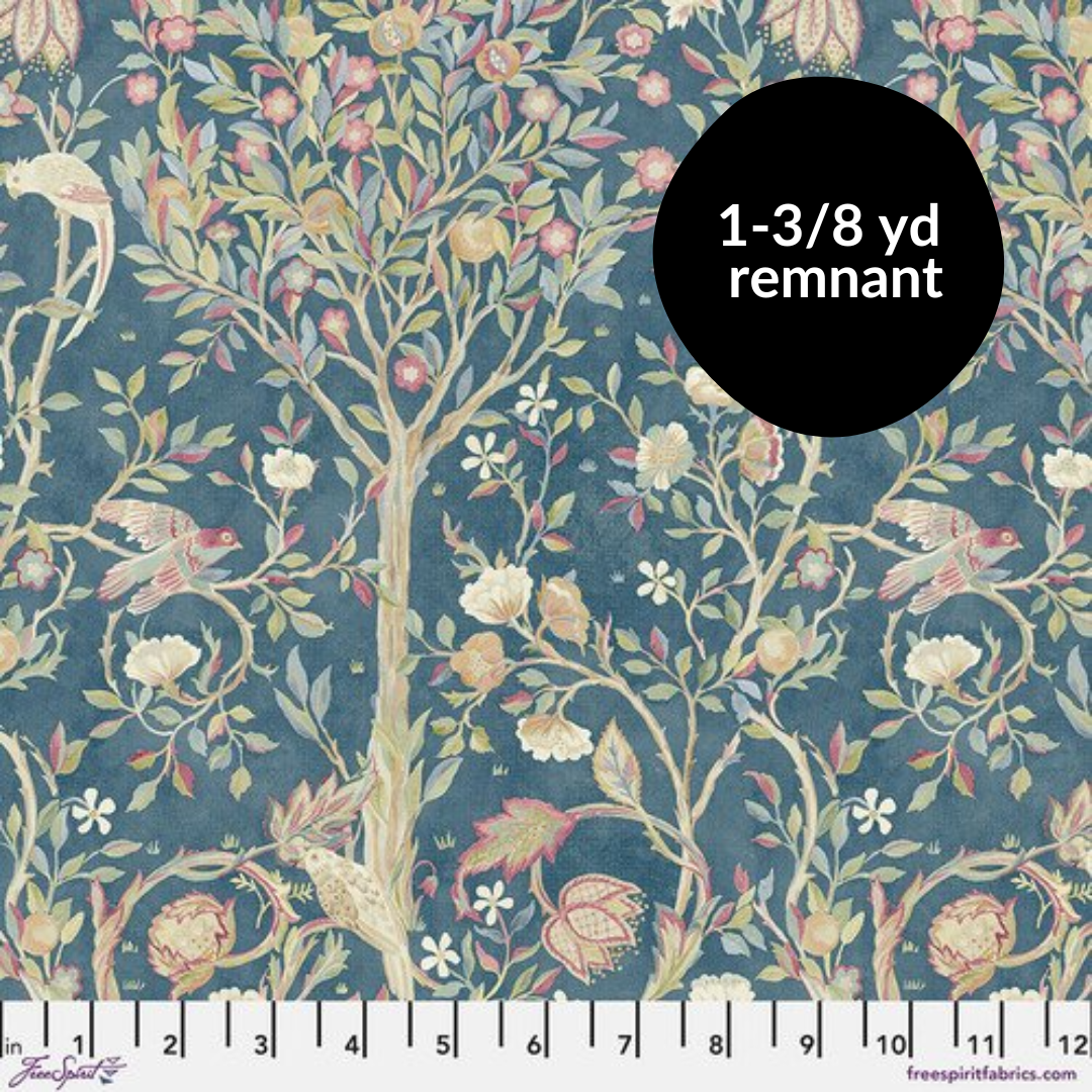 Remnant - 1-3/8yd Red House - Small Melsetter - Teal