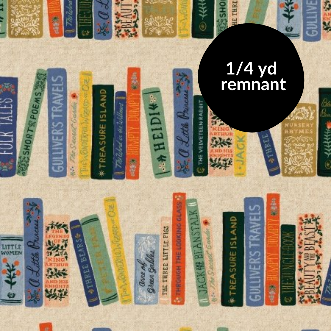 Remnant - 1/4yd Curio - Book Club - Linen Unbleached Canvas Metallic 