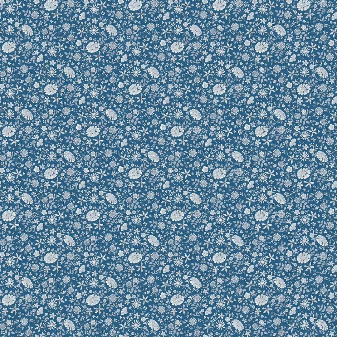 Floral Romance Rayon - Marigold - Navy