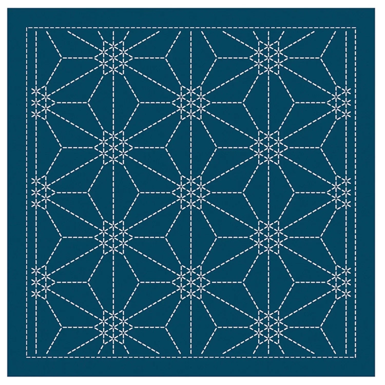 Sashiko Sampler - Rokkaku-Kamon - Navy
