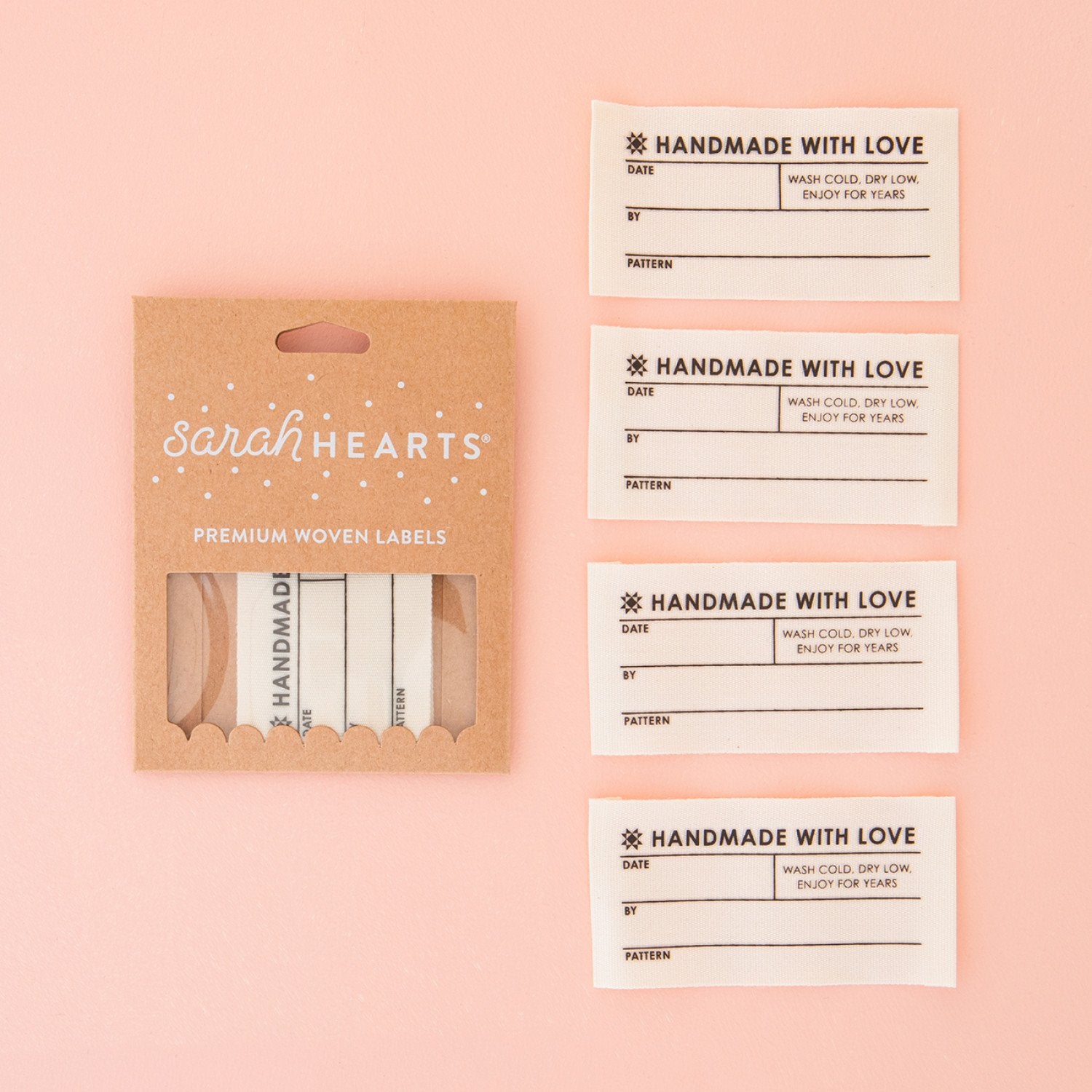 Sarah Hearts - Woven Labels - Handmade w/Love