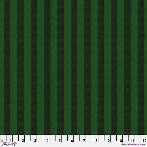 Shot Cotton - Narrow Stripe - Seaweed