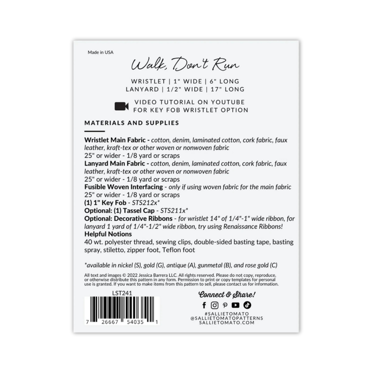 Sallie Tomato - Walk Don't Run Key Fob Wristlet