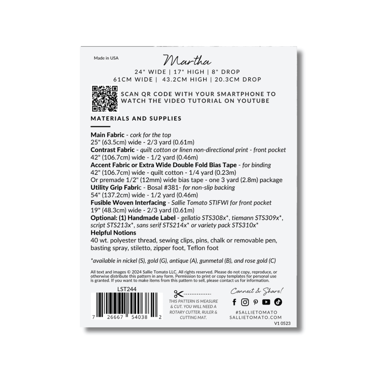 Sallie Tomato - Martha Sewing Machine Mat