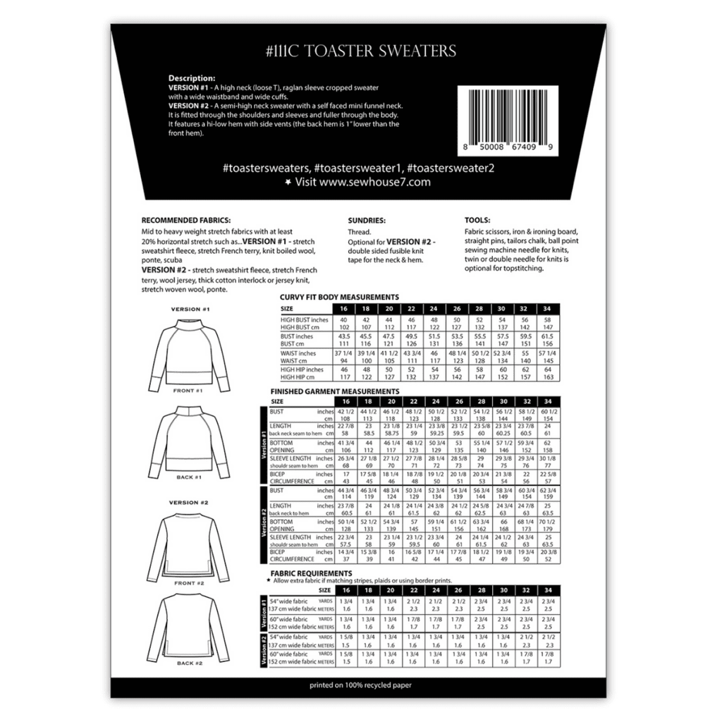 Sew House Seven - Toaster Sweaters Curvy Fit