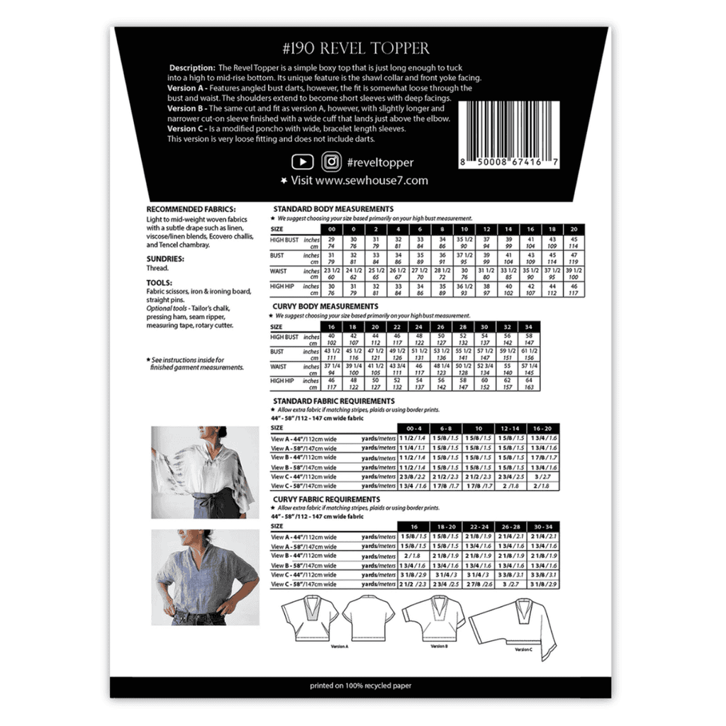 Sew House Seven - Revel Topper - Standard + Curvy Sizes
