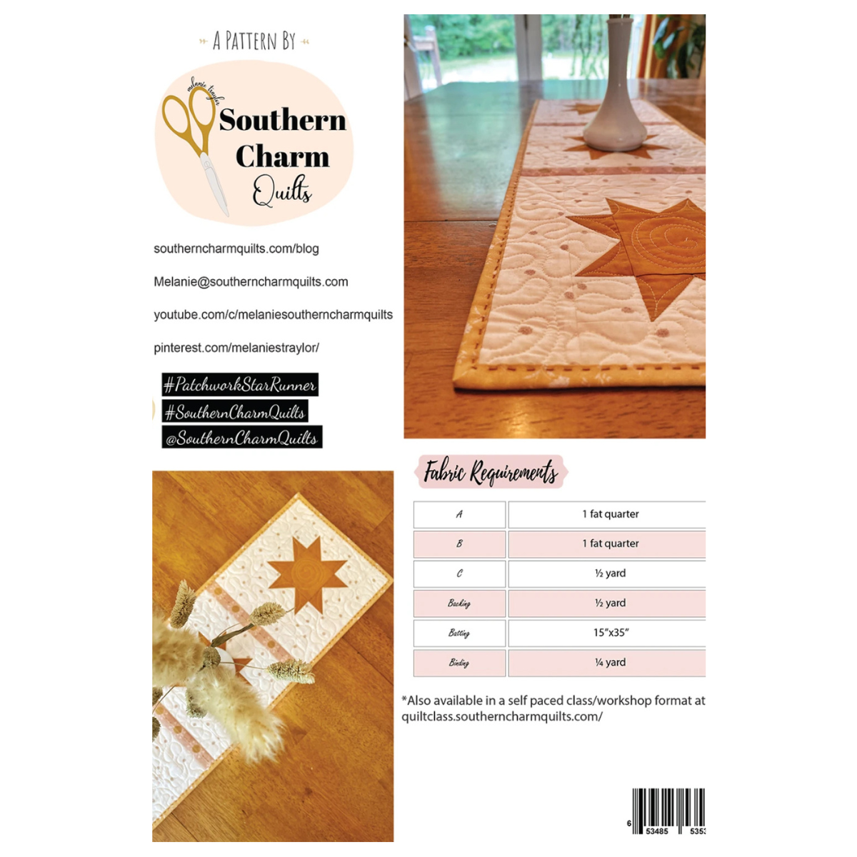 Southern Charm Quilts - Patchwork Star Runner Pattern