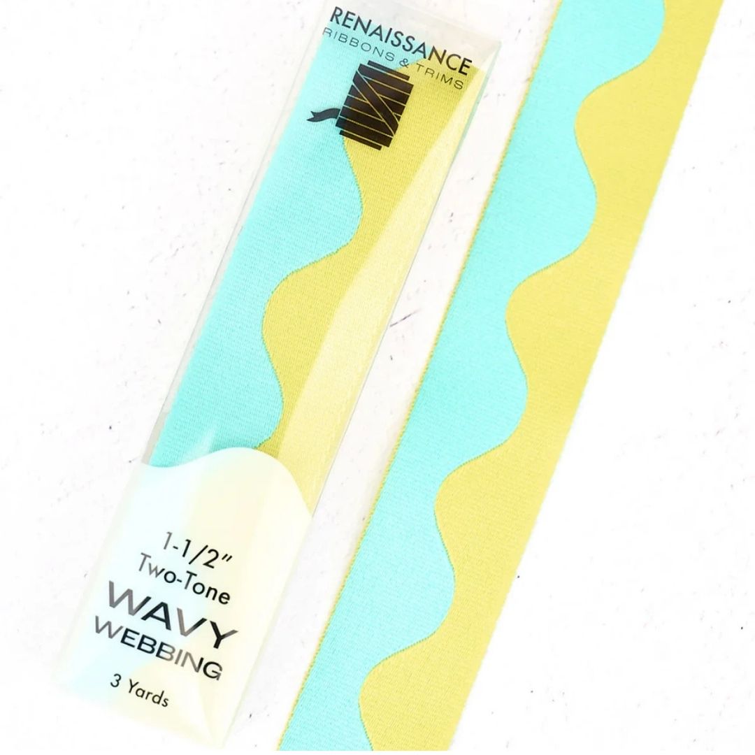 Wavy Webbing - 1-1/2" wide - Lime Splash