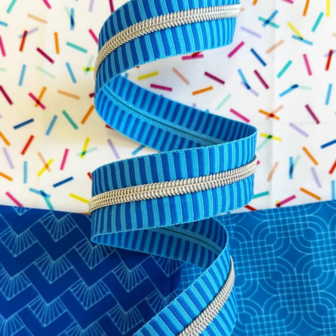 Zipper Tape - 3yds - Wide Blue Stripe