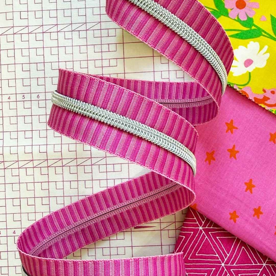 Zipper Tape - 3yds - Wide Pink Stripe
