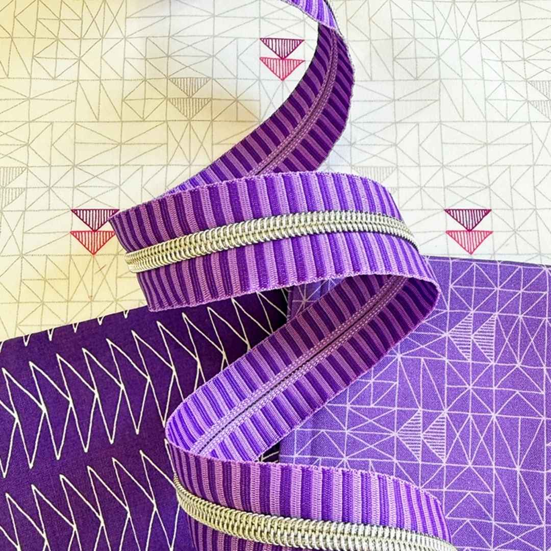 Zipper Tape - 3yds - Wide Purple Stripe