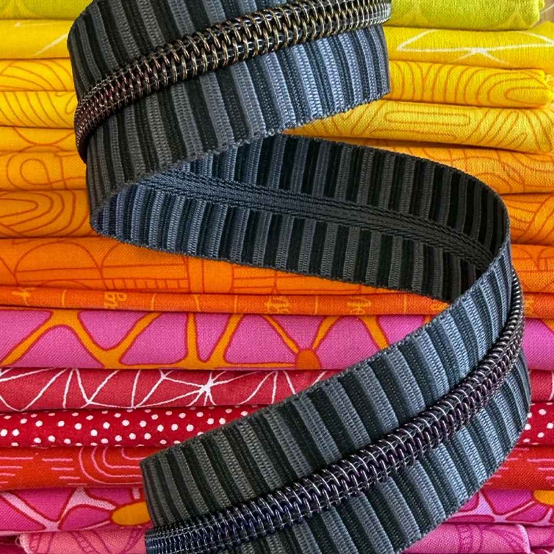 Zipper Tape - 3yds - Wide Black/Gray Stripe