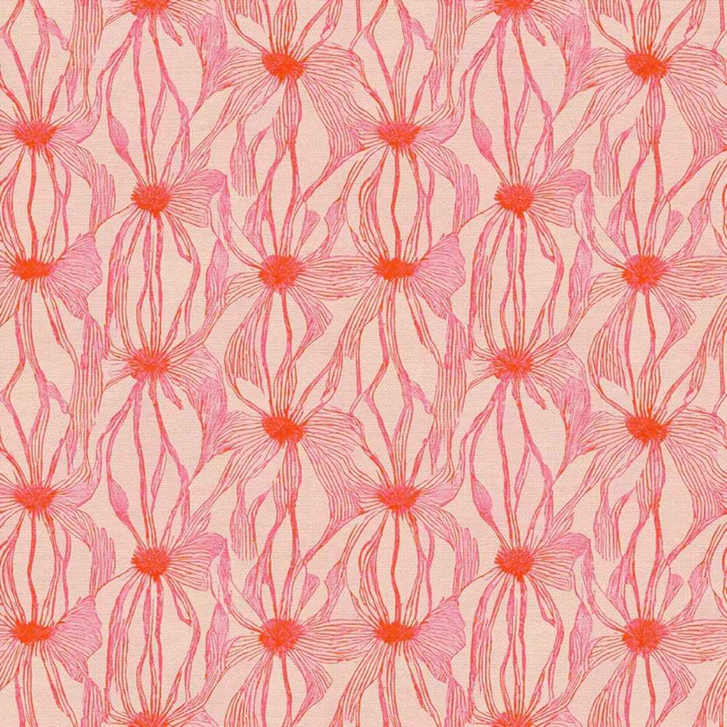 Abstract Florals Rayon - Linework Red on Cream