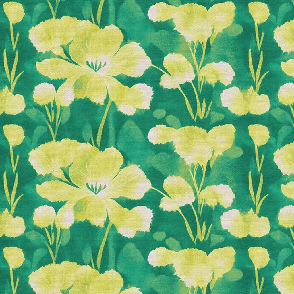 Abstract Florals Rayon - Chartruese on Green