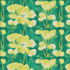 Abstract Florals Rayon - Chartruese on Green