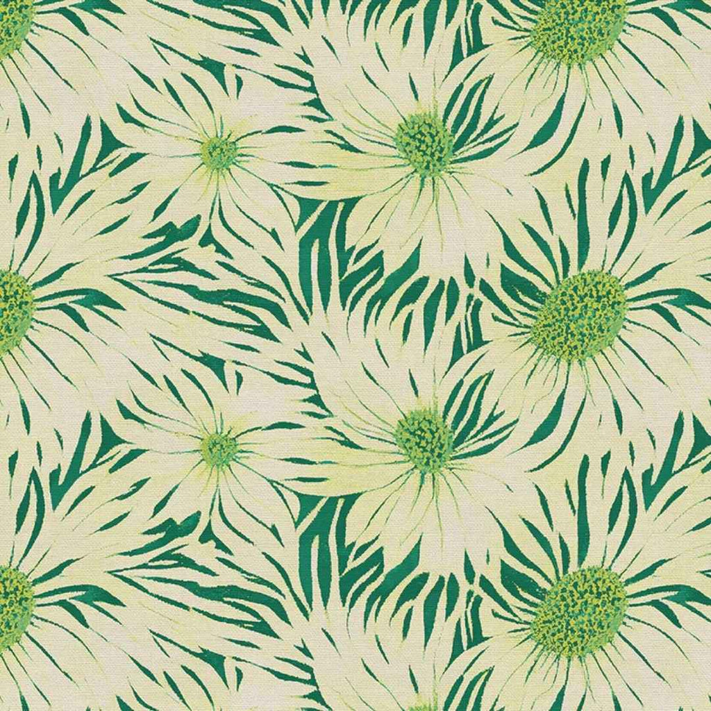 Abstract Florals Rayon - Whimsical Petals Chartreuse on Green