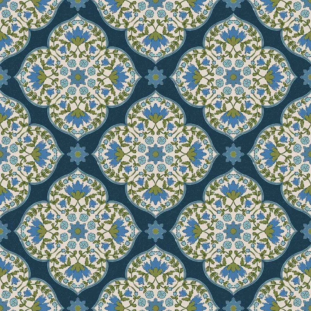 Blockprint Chic Rayon - Mandalas Blue/Green