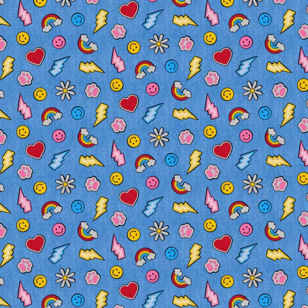 Patch Perfect - Smileys + Rainbows Light Blue